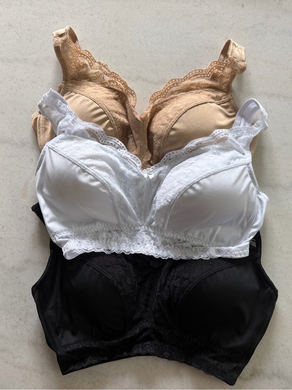 Rhonda Shear classic Pin Up Wireless Bras lace Black White Nude NWOT 1X - Picture 2 of 5